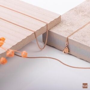 Amberta 14K Rose Gold Plated on 925 Sterling Silver 1.3 mm Curb Chain Necklace